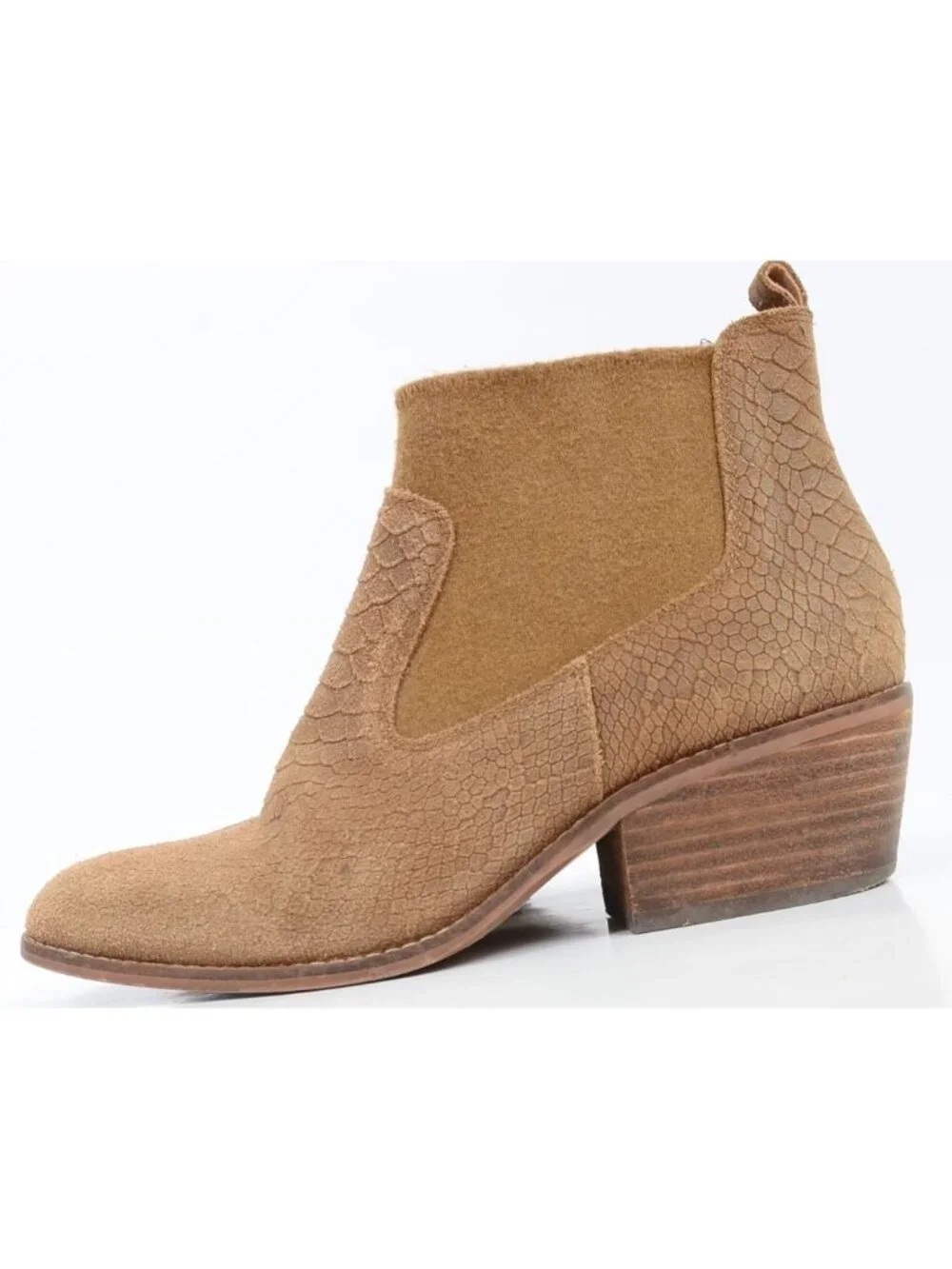 Crown Vintage Giancita Women’s 7.5 Leather/Wool Snake‎ Print Ankle Boots Bootie